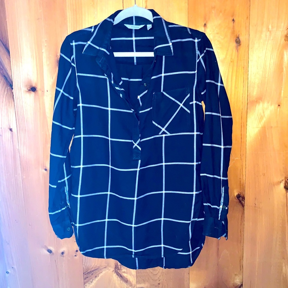 Athleta Plaid Long-Sleeved Top